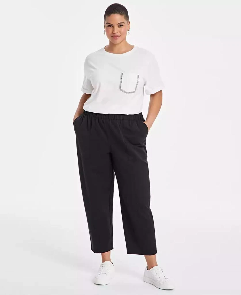 On 34th Trendy Plus Size Barrel-Leg Utility Pants, Exclusively at Macy's 1
