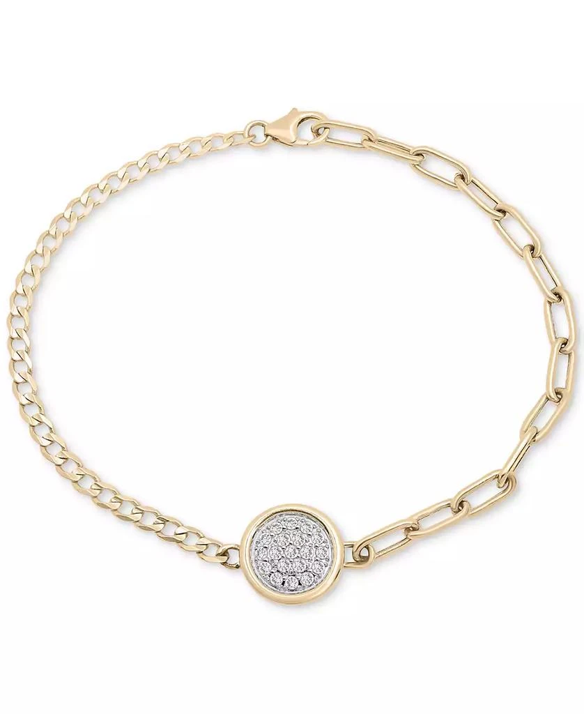 Audrey by Aurate Diamond Pavé Disc Two-Chain Link Bracelet (1/4 ct. t.w.) in Gold Vermeil, Created for Macy
s
