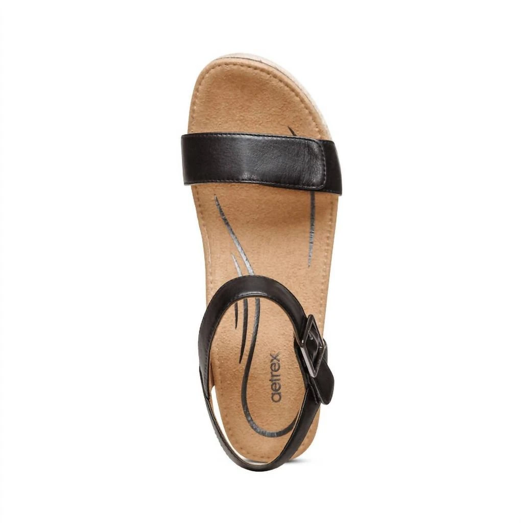 Aetrex Women's Sydney Suede Wedge Sandals In Black Leather 3