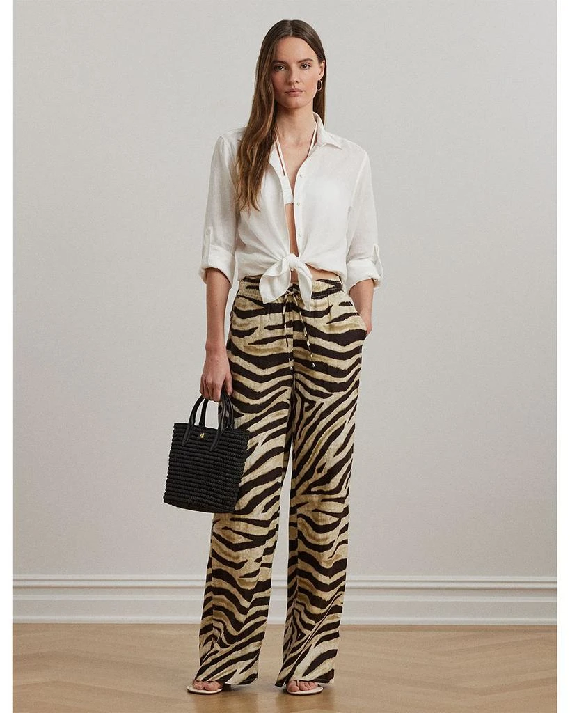 Ralph Lauren Zebra Print Linen Wide Leg Pant 2