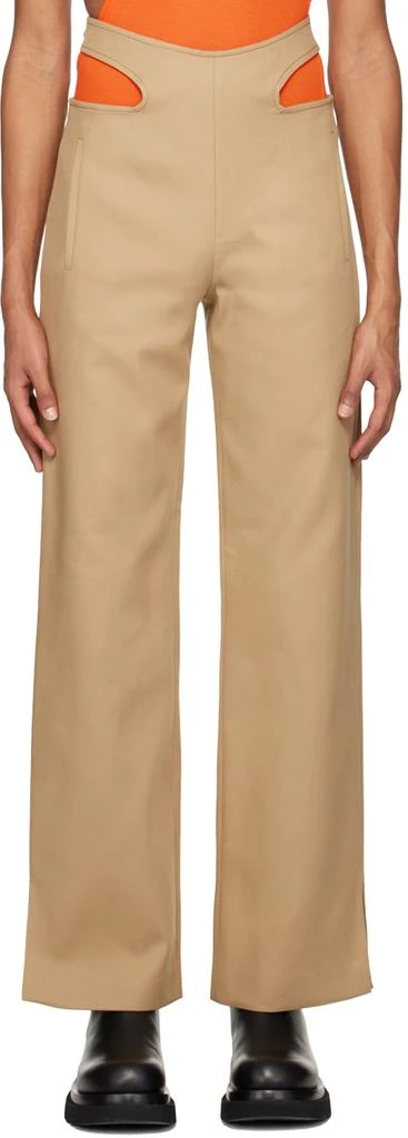 Dion Lee Khaki Y-Front Buckle Trousers 1