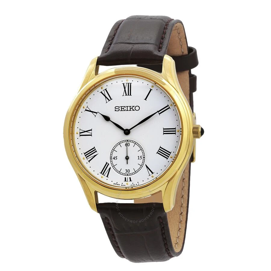 Seiko Quartz White Dial Men's Leather Watch SRK050P1 1