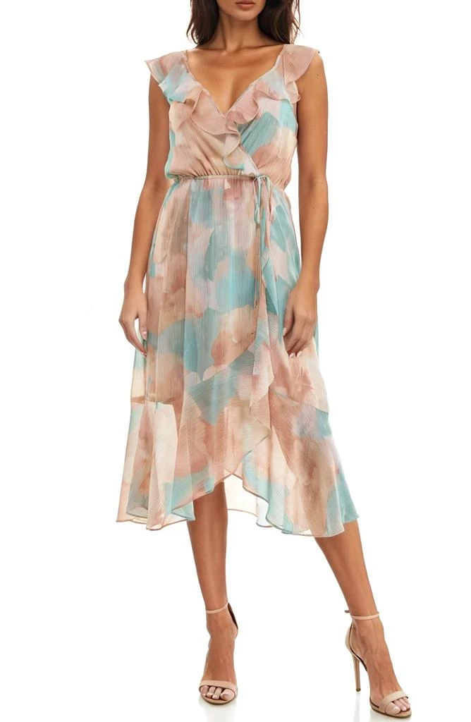 Socialite Ruffle Faux Wrap Chiffon Midi Dress 1