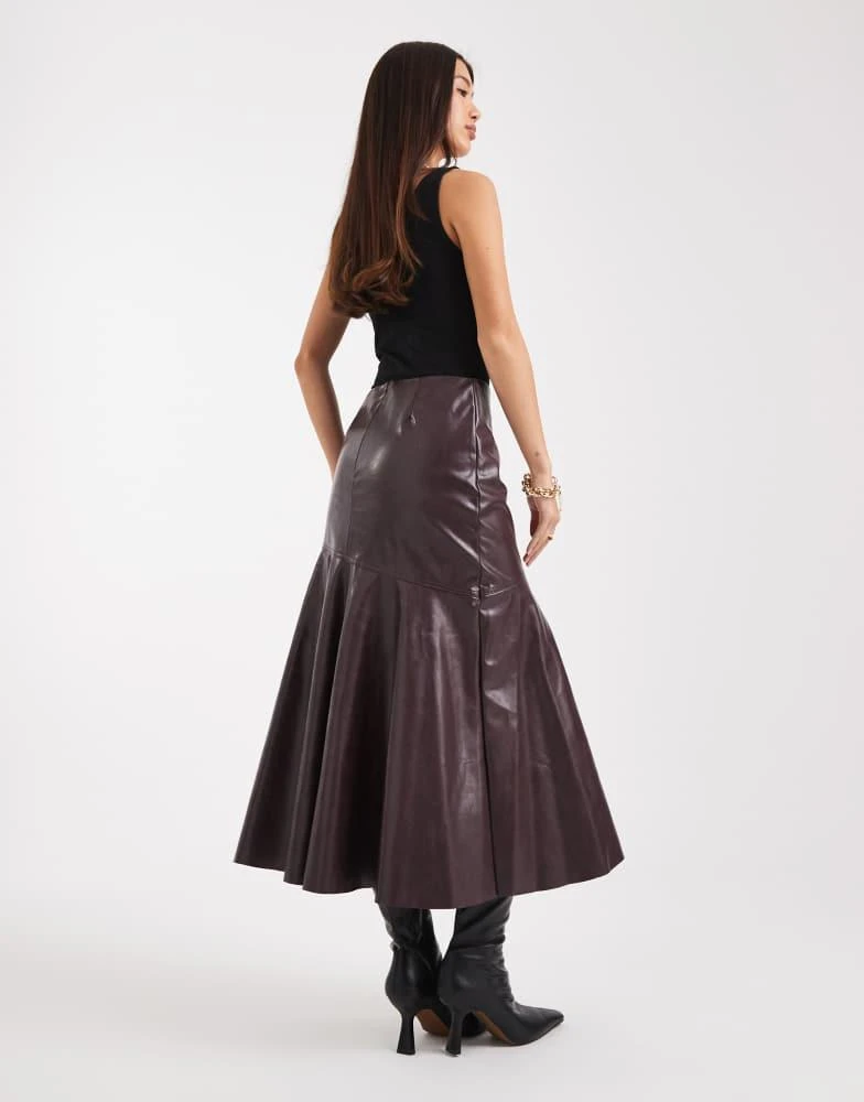 French Connection French Connection PU fluted midi skirt in plum 4