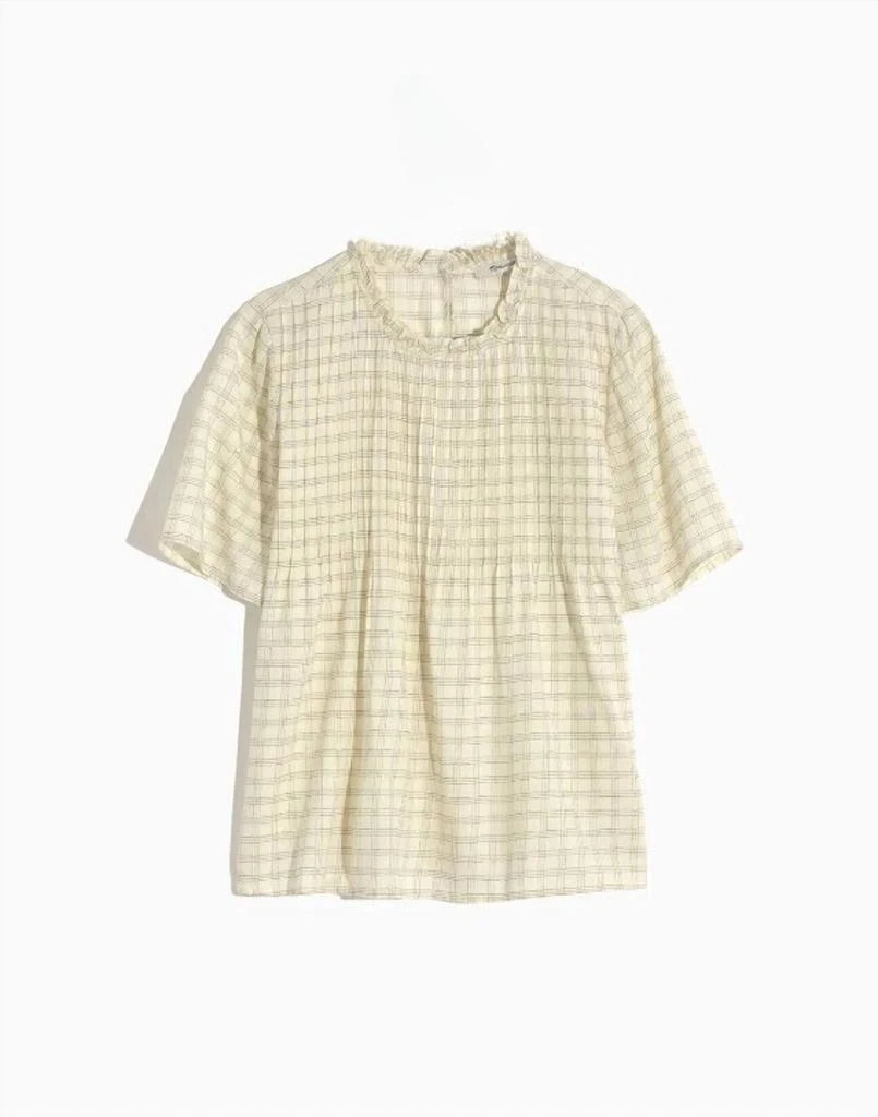Madewell Ruffle Collar Windowpane Pintuck Top In Ivory 1