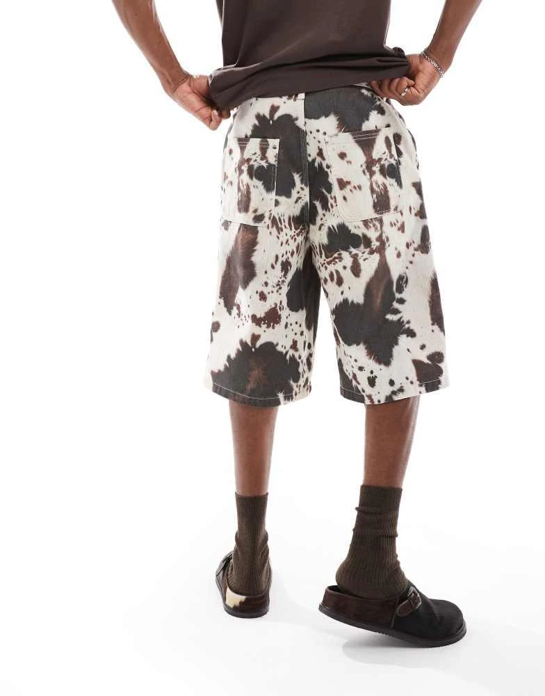 Bershka Bershka cow print jorts in brown 4