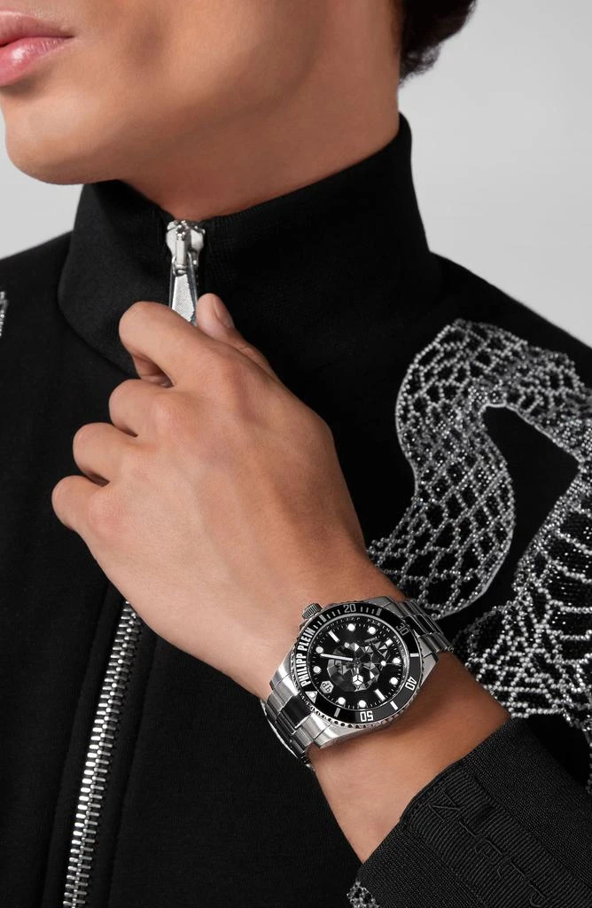 Philipp Plein The $kull Carbon Fiber Dial Bracelet Watch, 44mm 2
