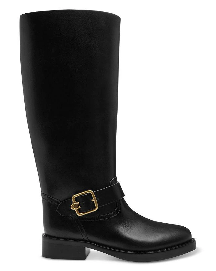 Coach Women's Madeline Buckle Detail Tall Block Heel Boots 5