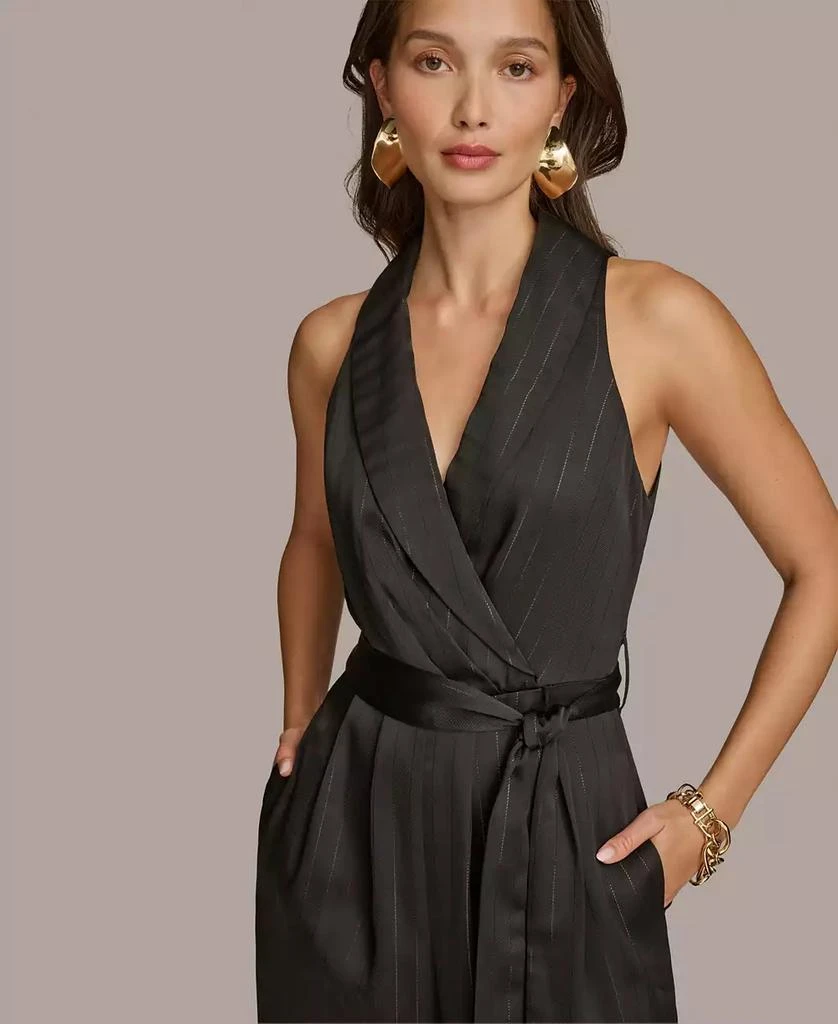 Donna Karan Women's Shawl-Collar Tie-Waist Jumpsuit 6