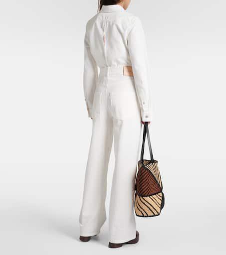 【LOEWE】 Anagram embroidered high-rise wide-leg jeans Loewe Anagram embroidered high-rise wide-leg jeans - Jeans