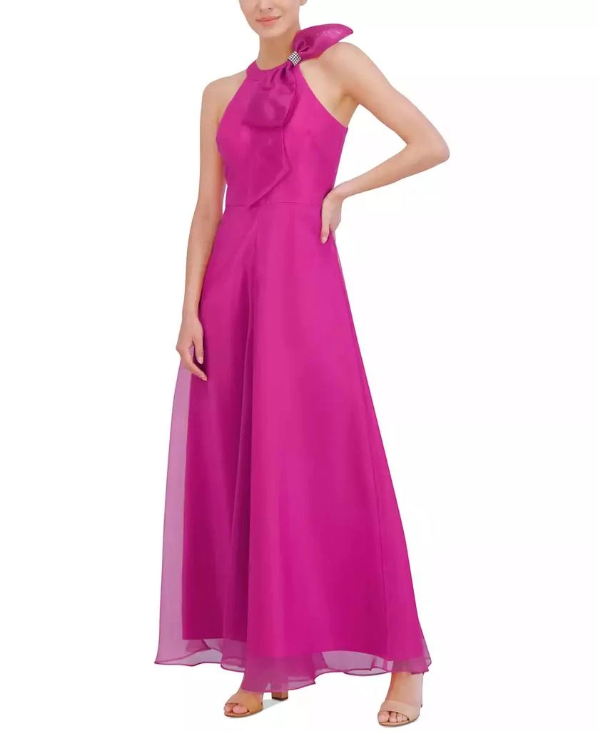 Eliza J Women's Bow Halter-neck Sleeveless Wide-leg Jumpsuit 3