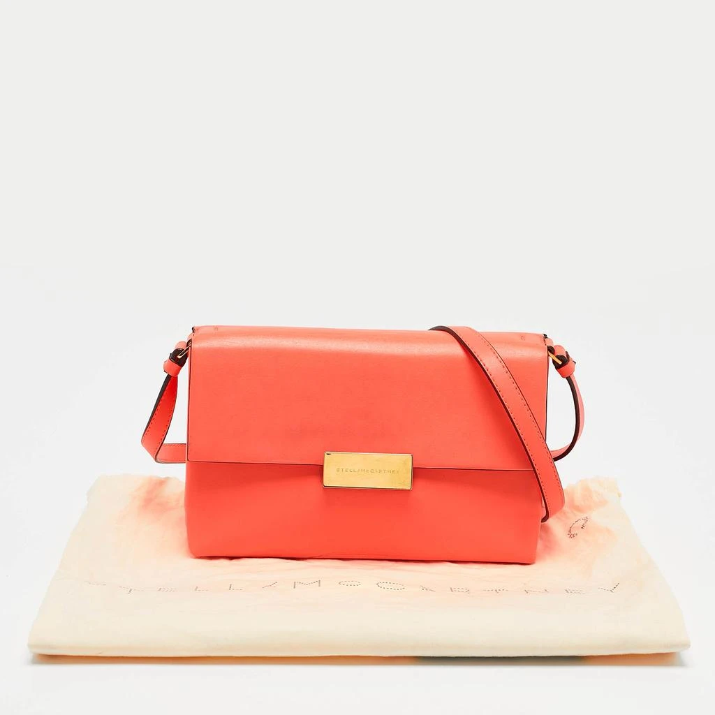 Stella McCartney Stella McCartney Neon Orange Faux Leather Metal Flap Crossbody Bag 15