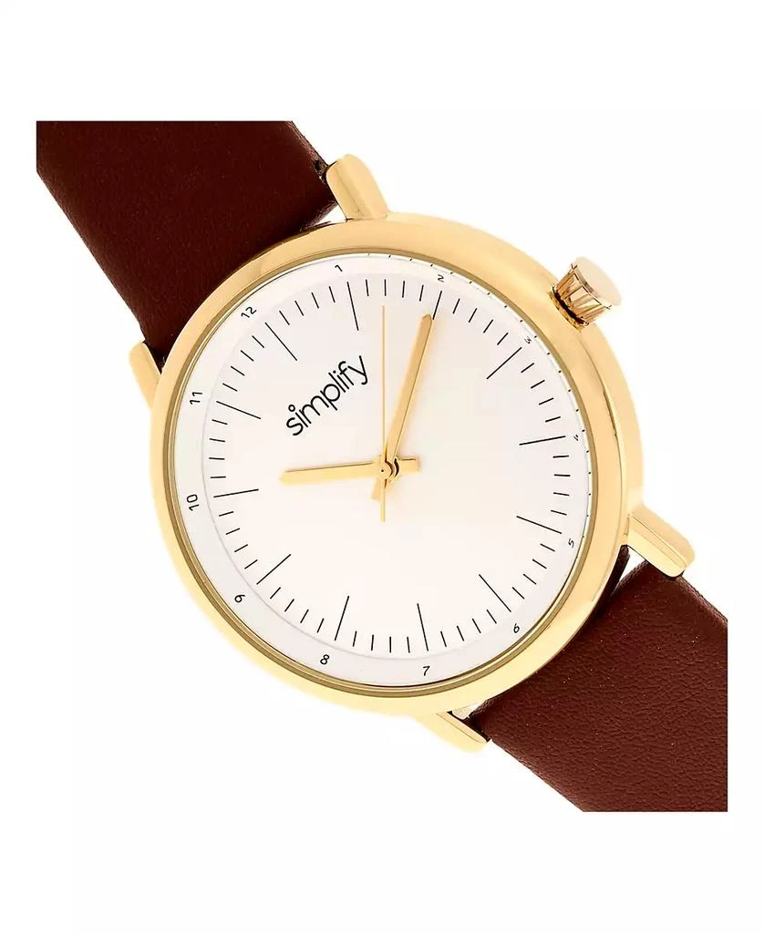 Simplify Quartz The 6200 White Dial, Genuine Brown Leather Watch 39mm 3