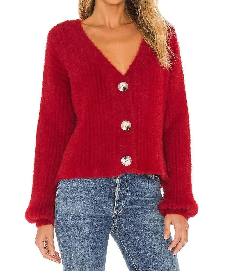 MINKPINK Skylar Rib Cardigan In Red 1