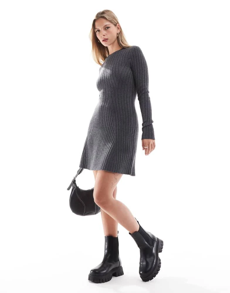 HOLLISTER Hollister knitted long sleeve mini dress in brown 3