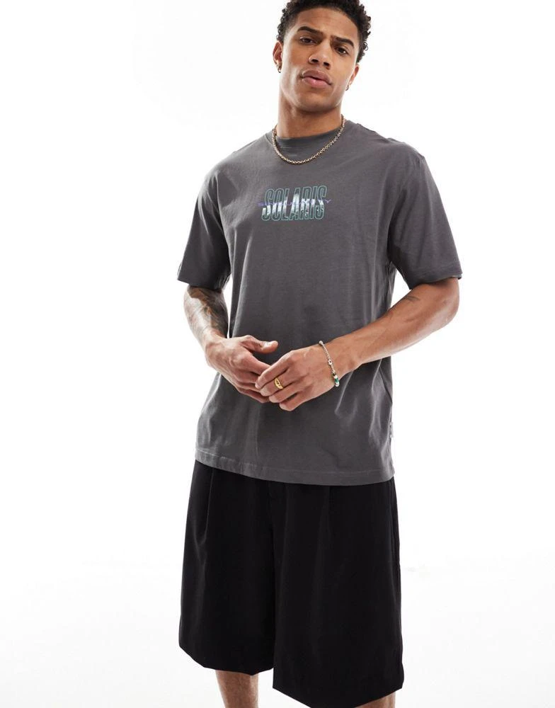 Only & Sons ONLY & SONS oversized t-shirt with solaris back print in grey 1