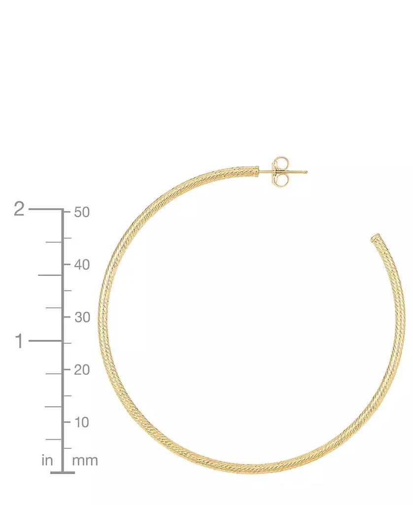 Italian Gold Textured Skinny Hoop Earrings (1-1/2") in 14k Gold 5