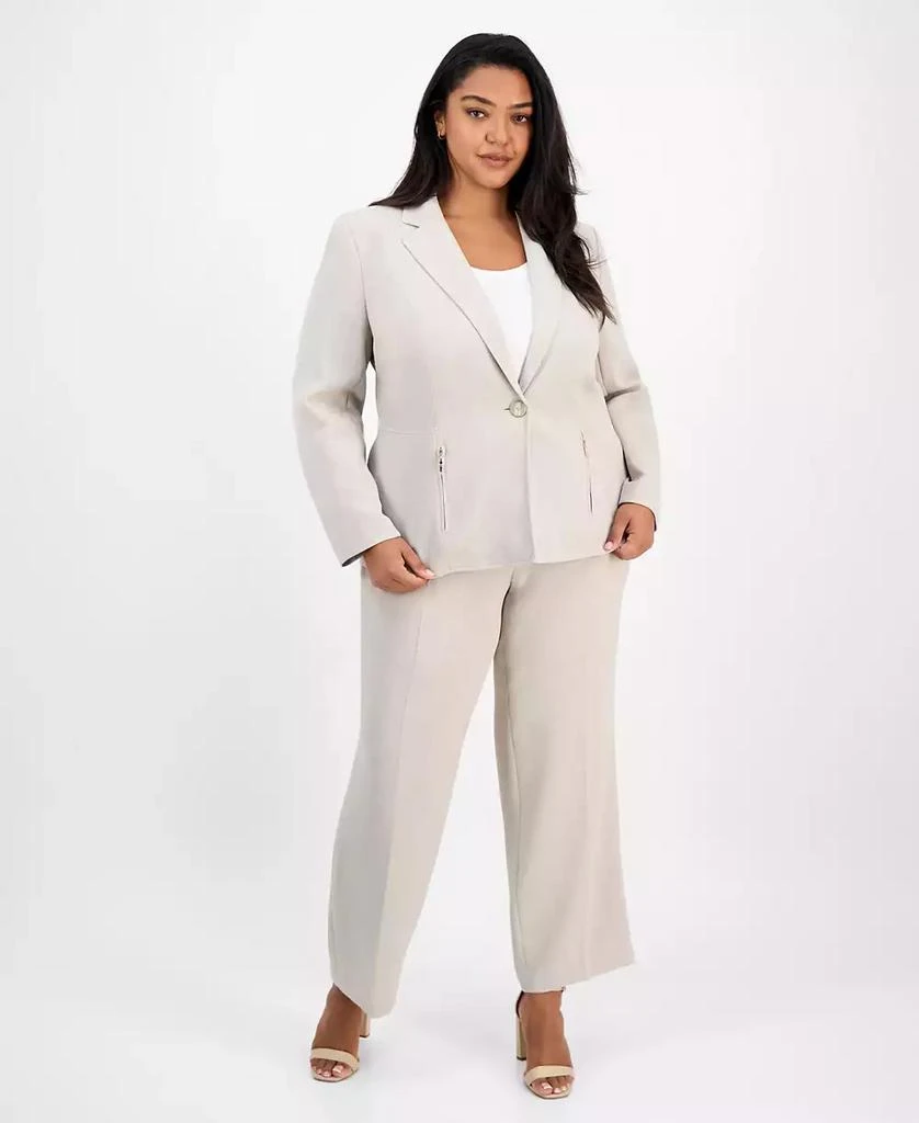 Kasper Plus Size One-Button Zip-Pocket Blazer 2