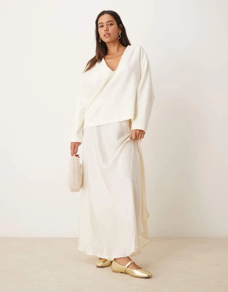 Free People Free People lace insert satin maxi skirt in cream 2