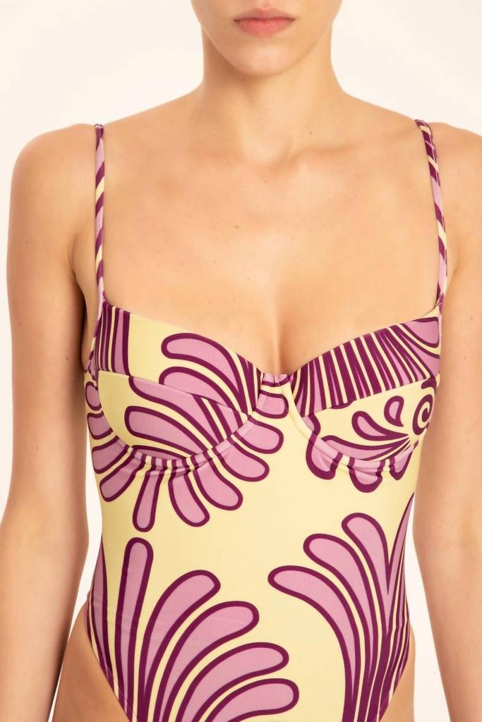 Adriana Degreas Deco Shell Swimsuit With Straps In Citrus