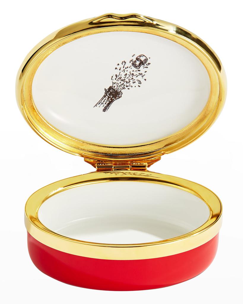 Halcyon Days Save Water Drink Champagne Enamel Box