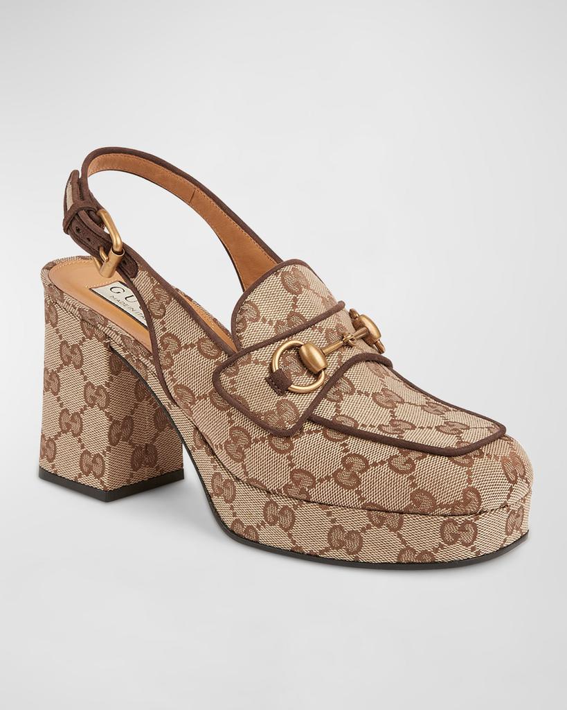Gucci Lady Monogram Horsebit Slingback Pumps