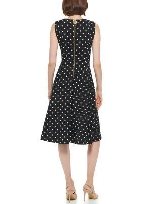 Calvin Klein Klein Womens Sleeveless Round Neck Dot Print Fit Flare Dress 2