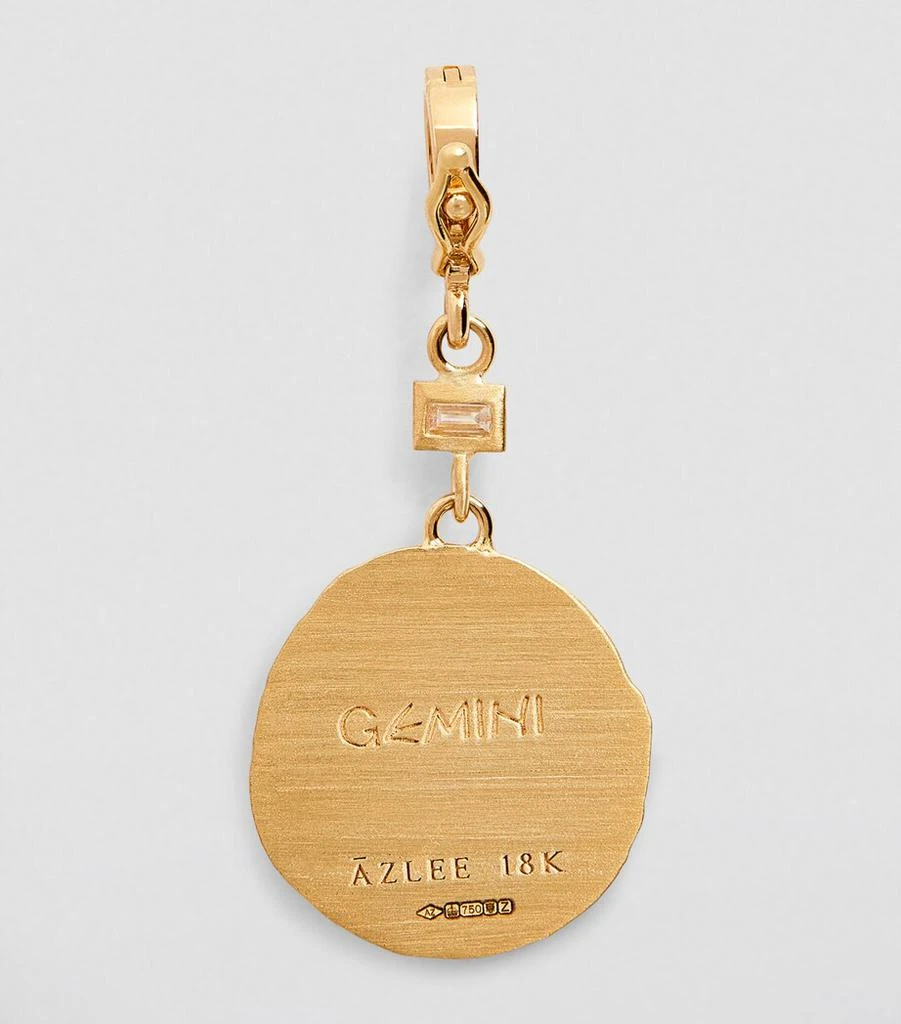 Azlee Small Yellow Gold and Diamond Gemini Coin Charm 3