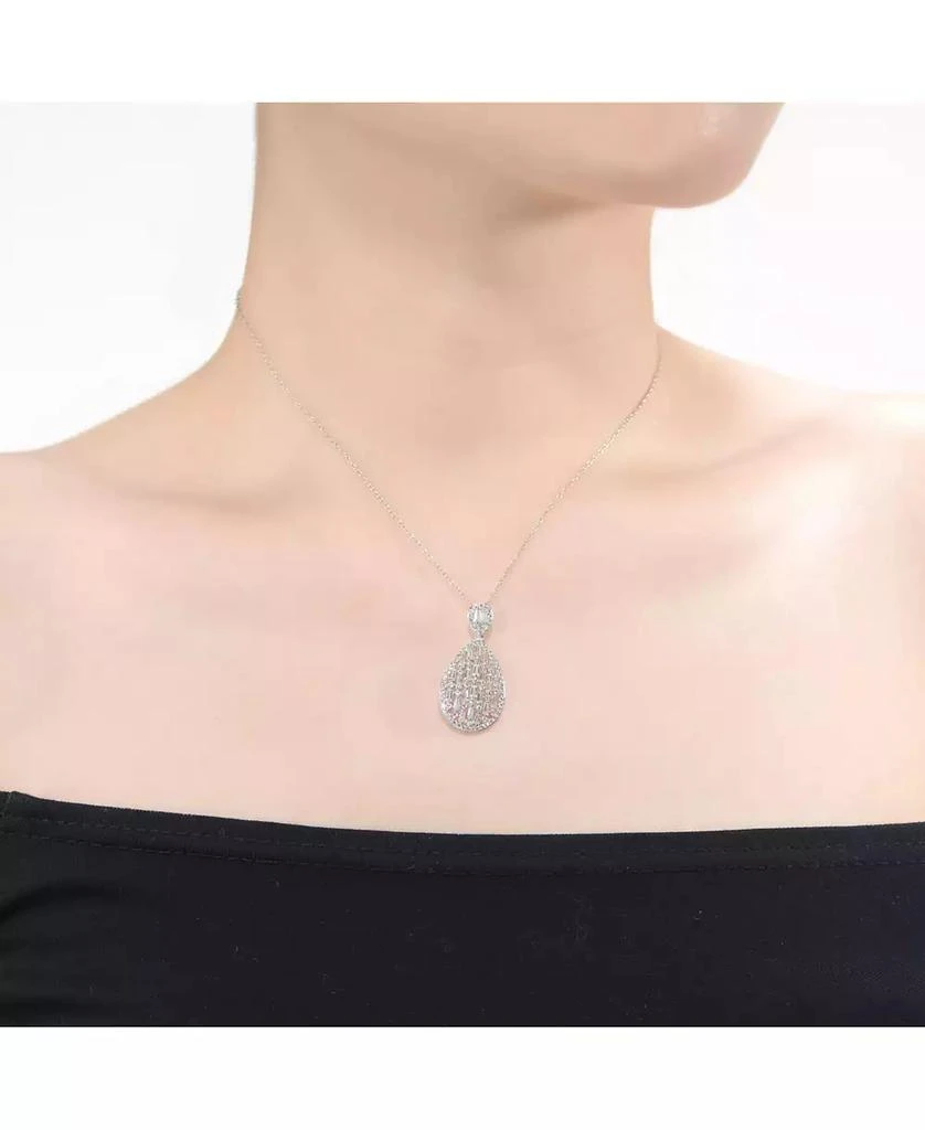 Rachel Glauber Stylish White Gold Plated Cubic Zirconia Pear Pendant Necklace 3