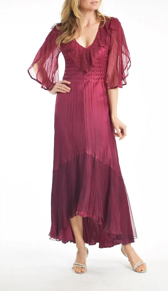 Komarov Komarov - 3/4 Tulip Sleeve Ruffle Neck Dress 1