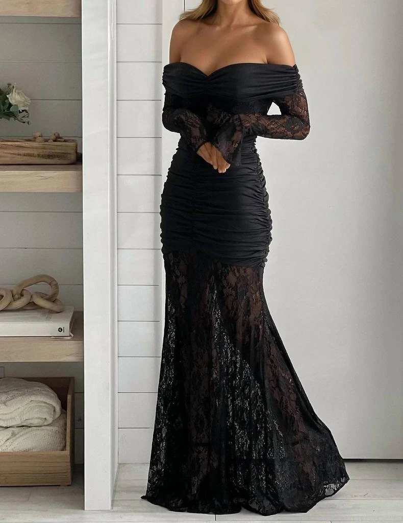 black long halter neck dress Tanya main image 1