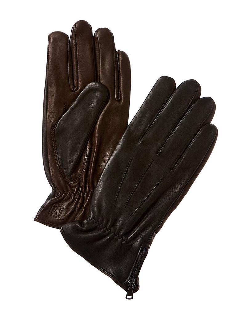 Bruno Magli Bruno Magli Two-Tone Cashmere-Lined Leather Gloves