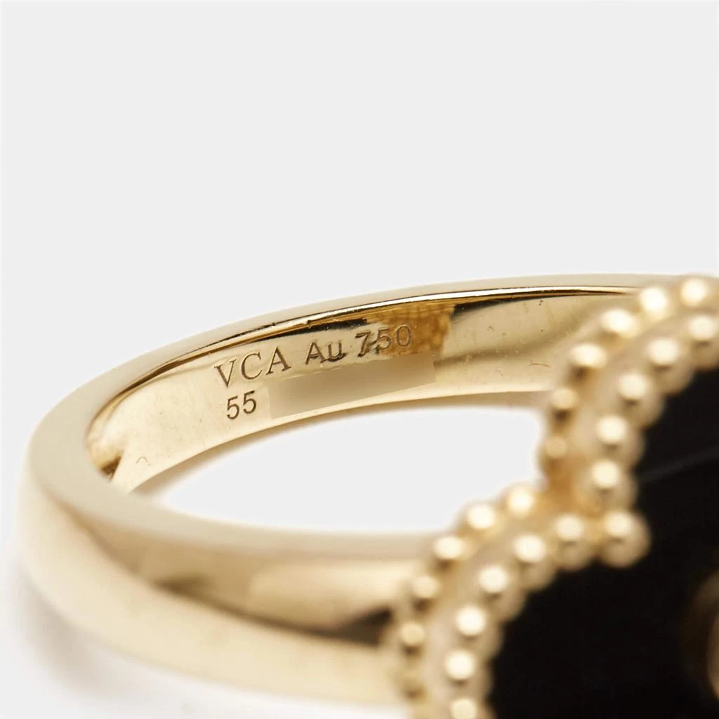 Van Cleef & Arpels Van Cleef & Arpels Vintage Alhambra Onyx Diamond 18k Yellow Gold Ring Size 55 6