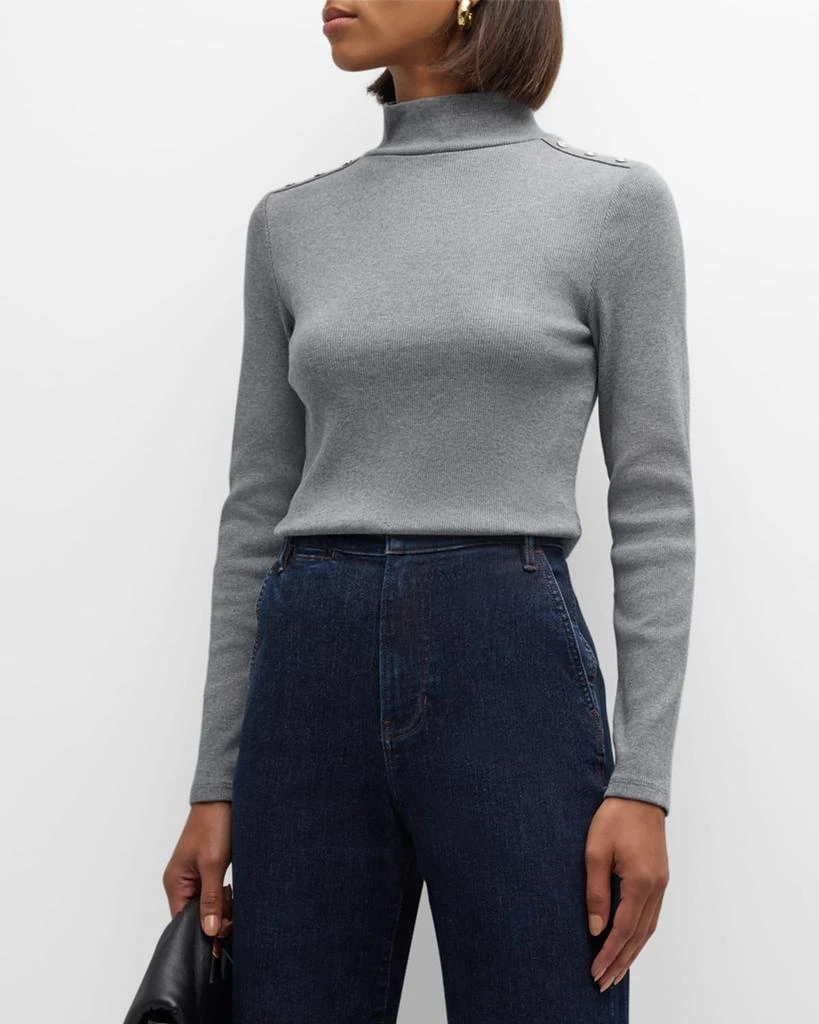 VERONICA BEARD Nate Buttoned Mock-Neck Top 4
