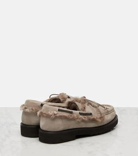 Brunello Cucinelli Monili shearling-trimmed suede boat shoes 2