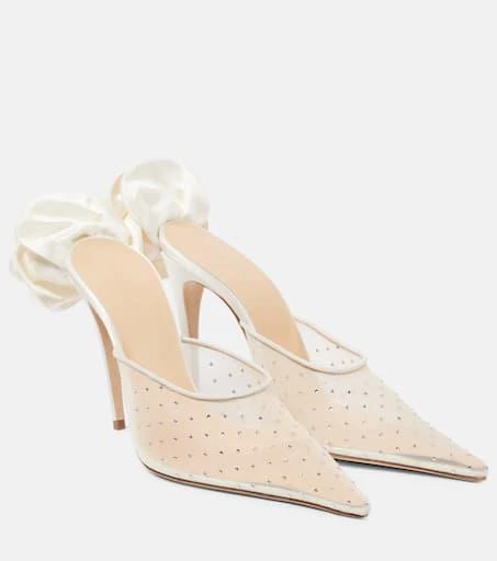 Magda Butrym Floral-appliqué embellished mesh mules 1