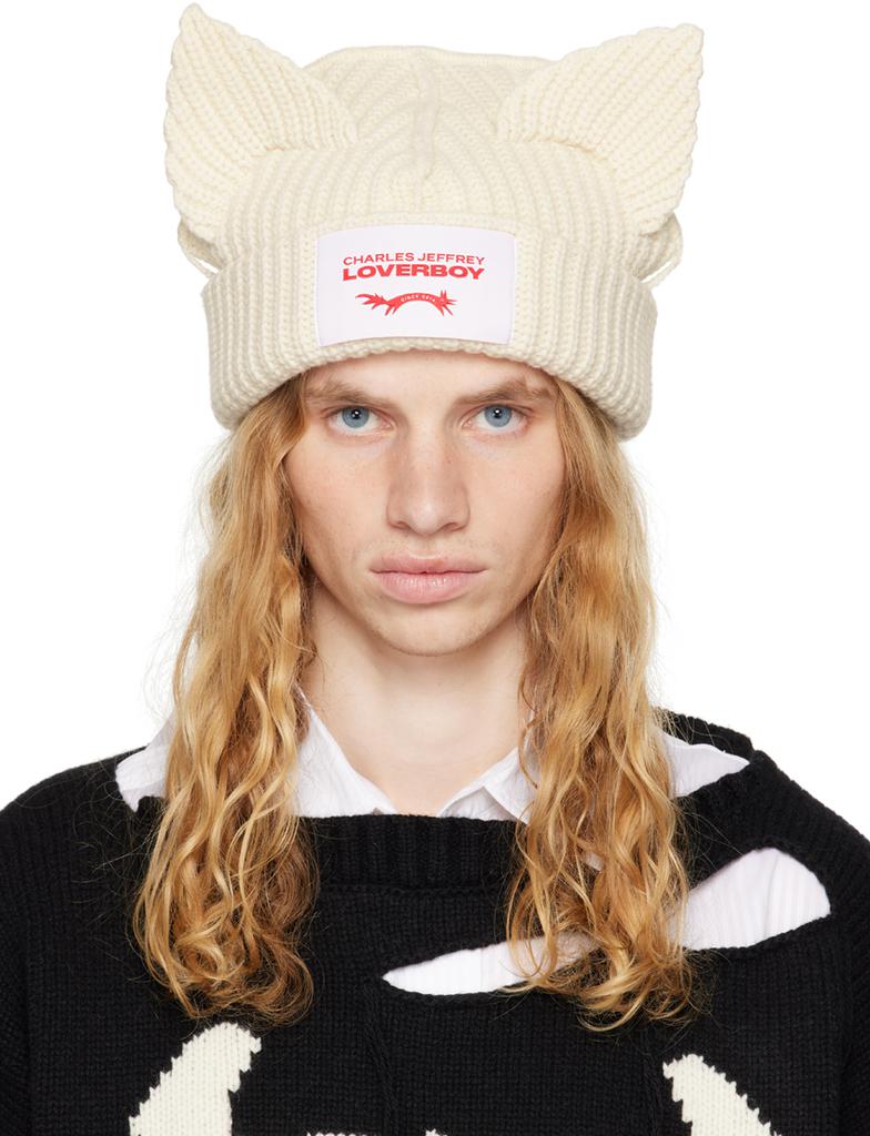 Charles Jeffrey Loverboy Off-White Chunky Ears Beanie