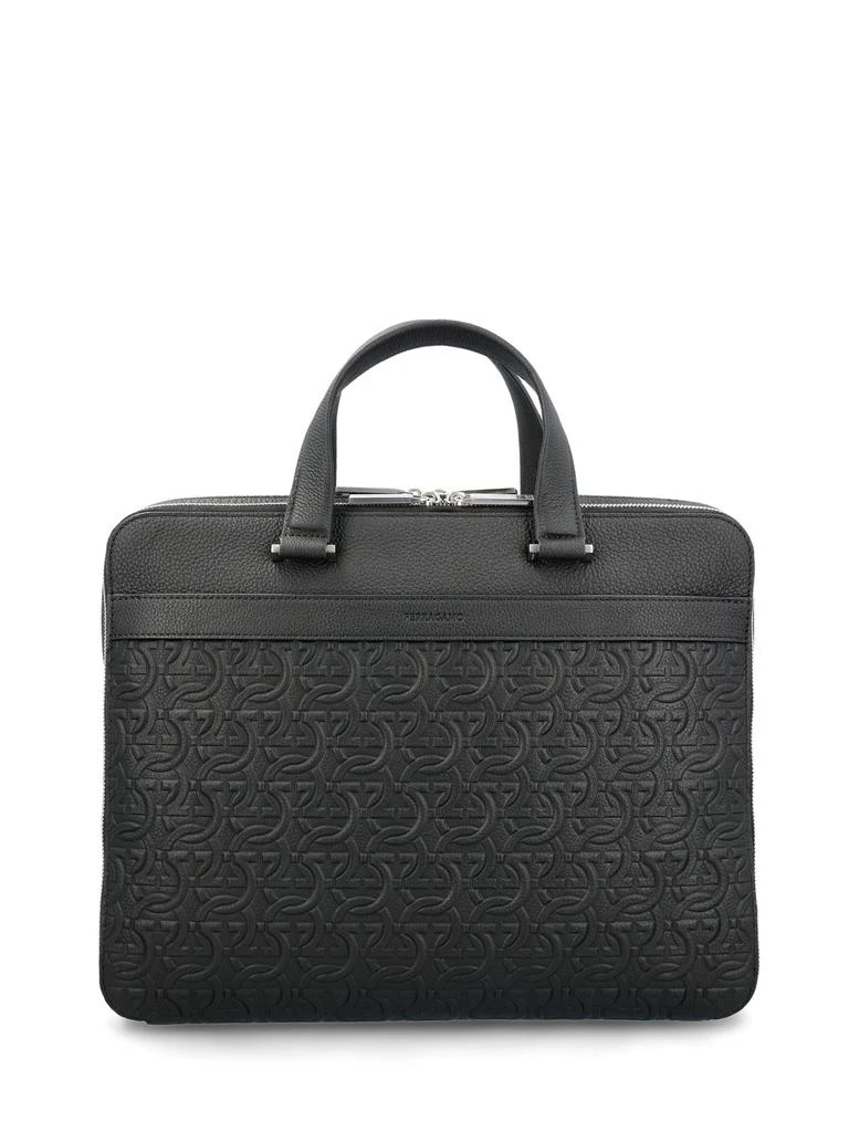 Salvatore Ferragamo Ferragamo Monogram-Embossed Zipped Briefcase