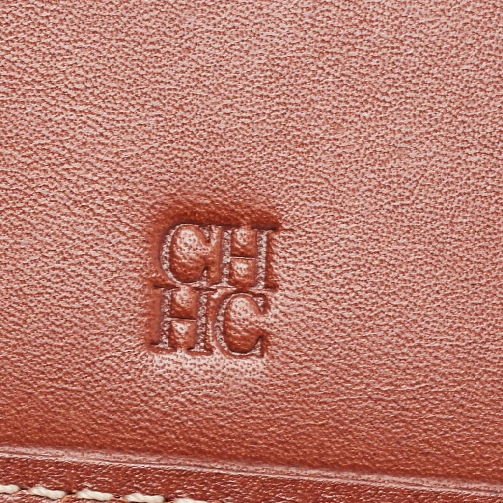 CH Carolina Herrera CH Carolina Herrera Tan Monogram Embossed Leather Bifold Wallet 8