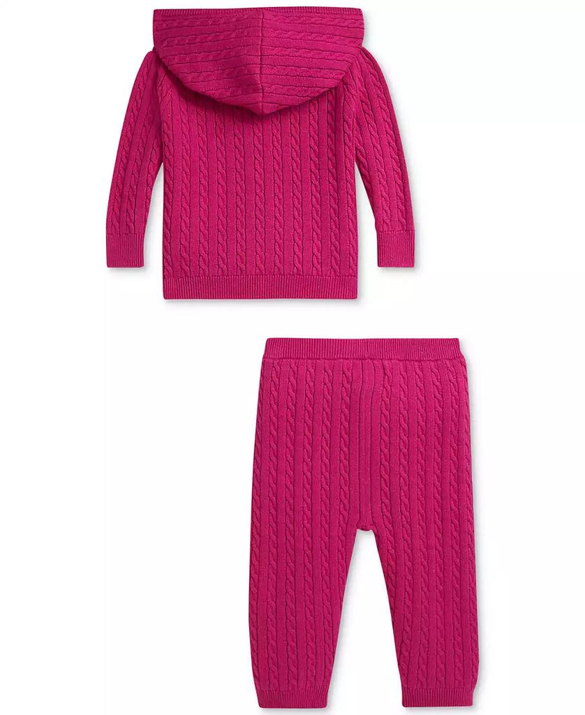 Ralph Lauren Baby Girls 2-Pc. Mini Cable-Knit Hoodie & Pant Set