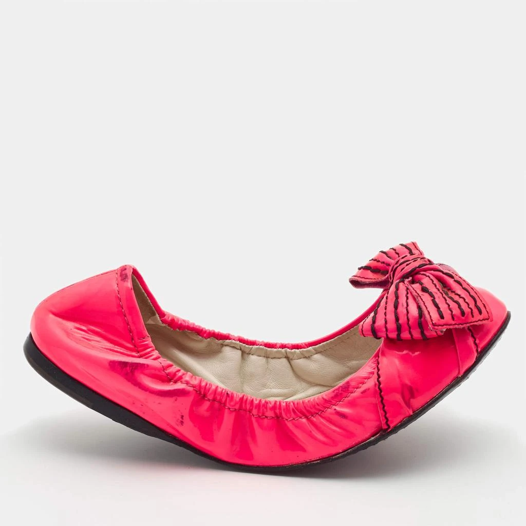 Miu Miu Miu Miu Pink Patent Leather Bow Scrunch Ballet Flats Size 37 9