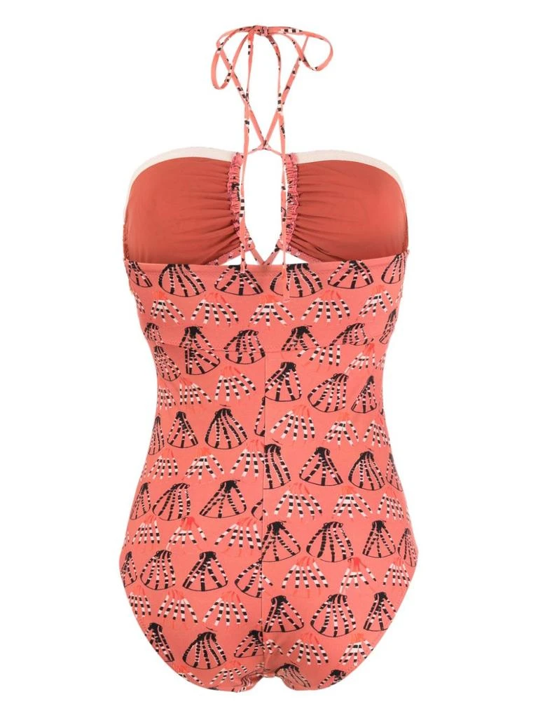 Ulla Johnson Women Minorca Maillot Rosa Halter Cuot-Out One-Piece Swimsuit 2