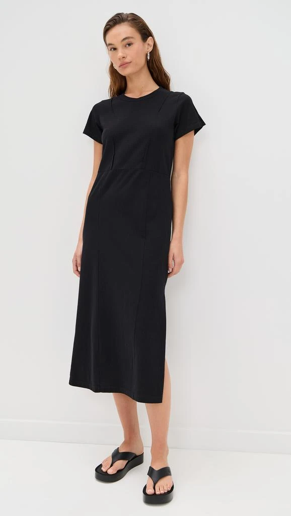 short sleeve casual midi dresses PRETTYGARDEN Women's Casual Midi Dresses Square Neck Short Sleeve Smoc