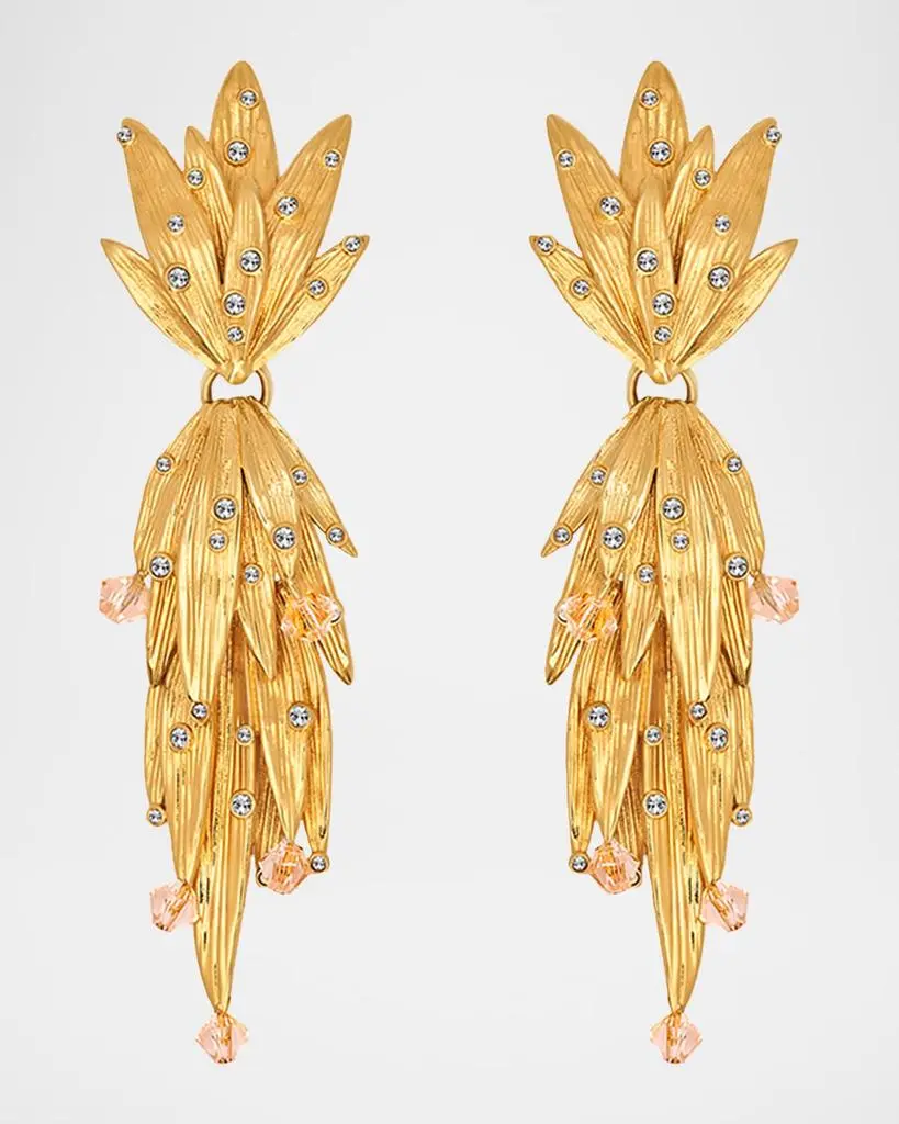 Oscar de la Renta Palm Leaf Drop Earrings