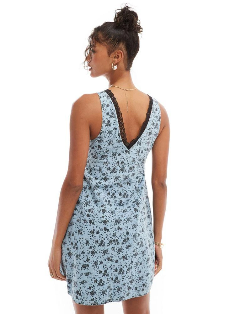 ASOS ASOS DESIGN soft denim mini dress in printed daisy 3