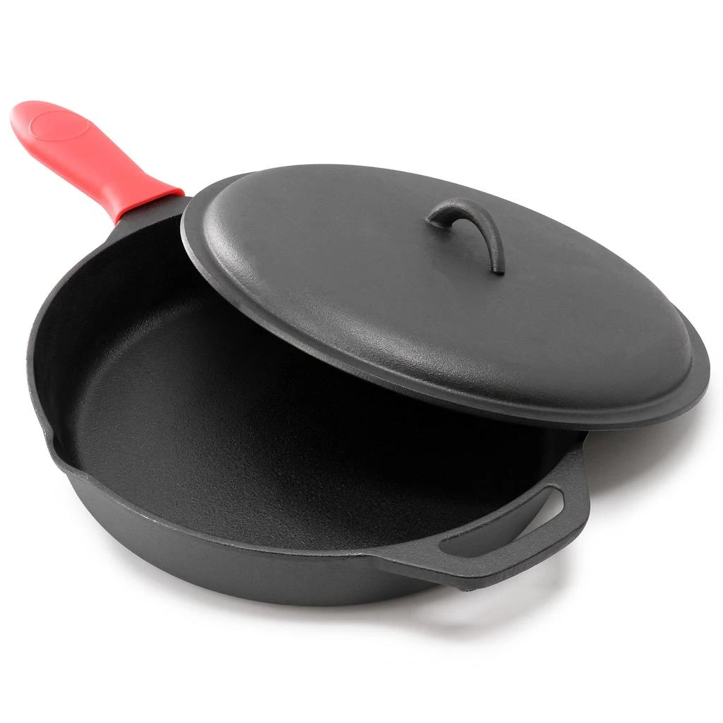 Megachef 12 Inch Pre-Seasoned Cast Iron Skillet with Cast Iron Lid 3