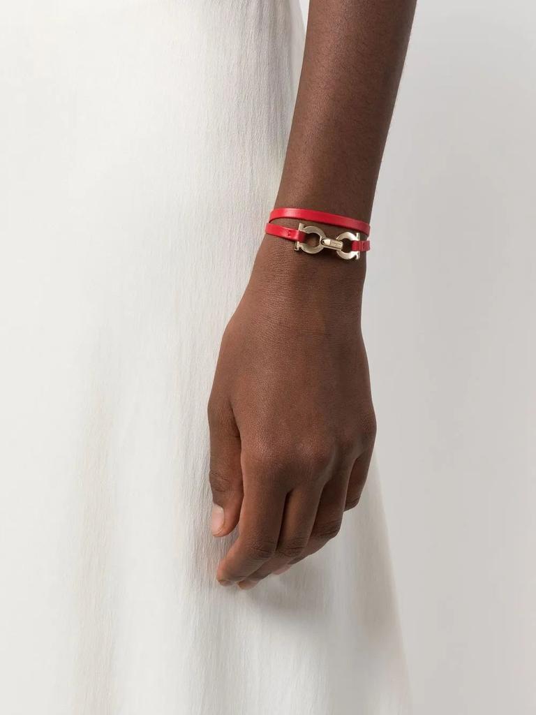 Salvatore Ferragamo Ferragamo Gancini-Plaque Leather Bracelet