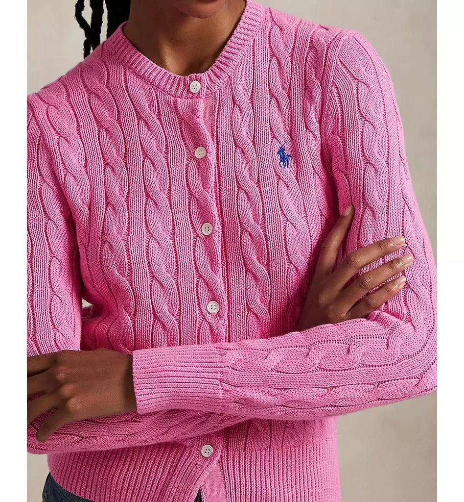 Ralph Lauren Women's Cable-Knit Cotton Crewneck Cardigan Sweater 3