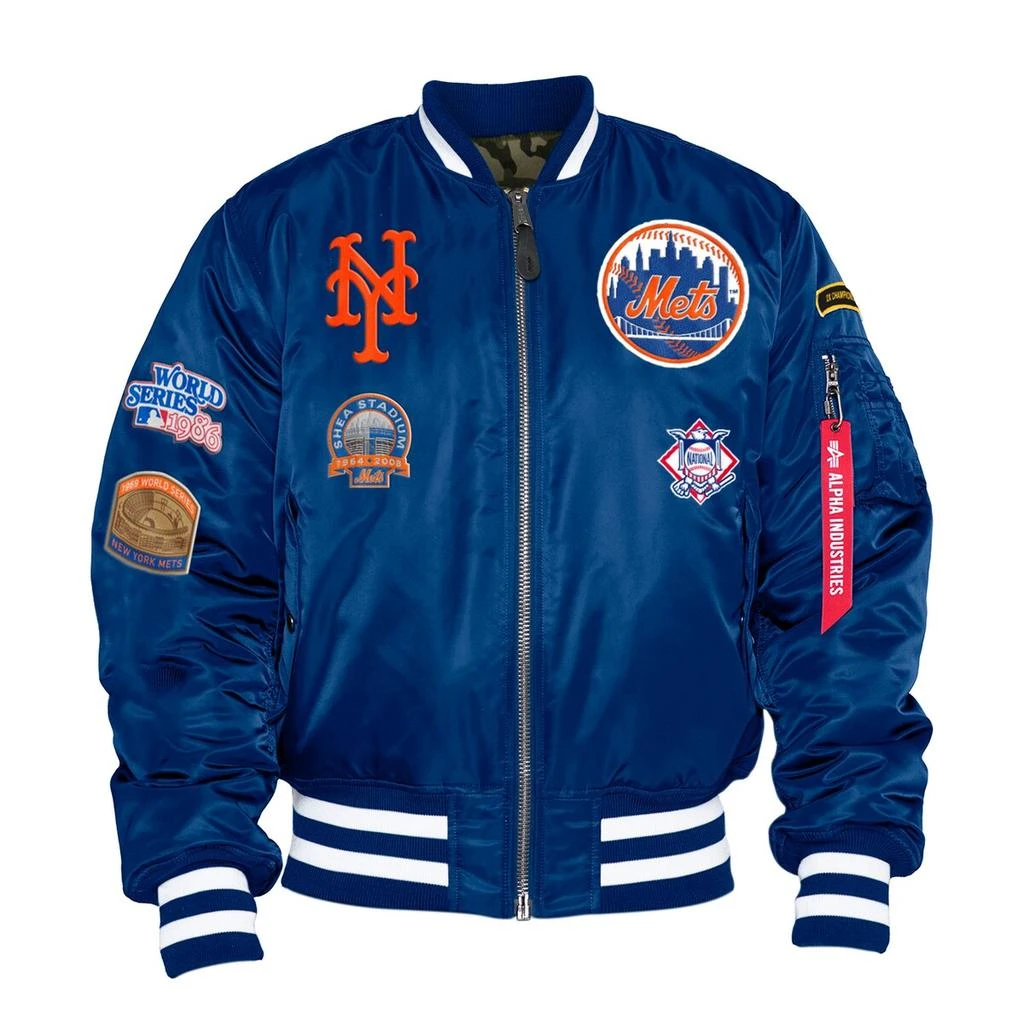 New Era x Alpha Industries New Era x Alpha Industries Mets Reversible Full-Zip Bomber Jacket - Men's 2