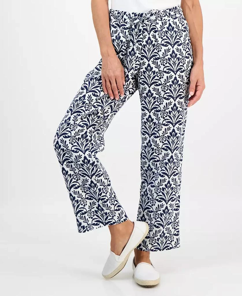 Charter Club Women
s 100% Linen Print Pull-On Wide-Leg Pants, Macy
s Exclusive 4